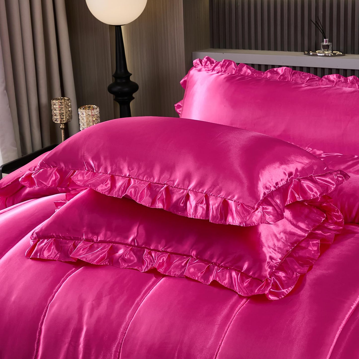 Comforter Silk Beddings - Luxury Silky Body Pillow Cover Ruffle