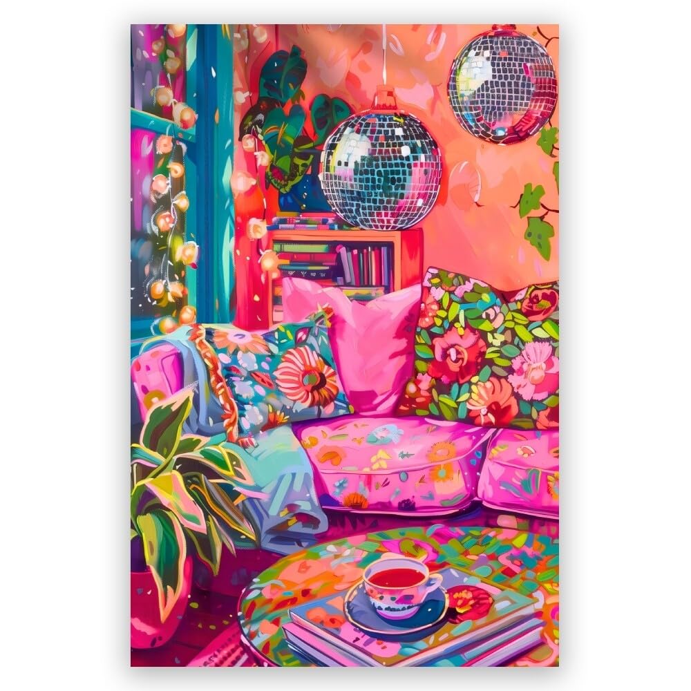 Disco Ball Fruits Canvas Print – Trendy Glam Wall Art