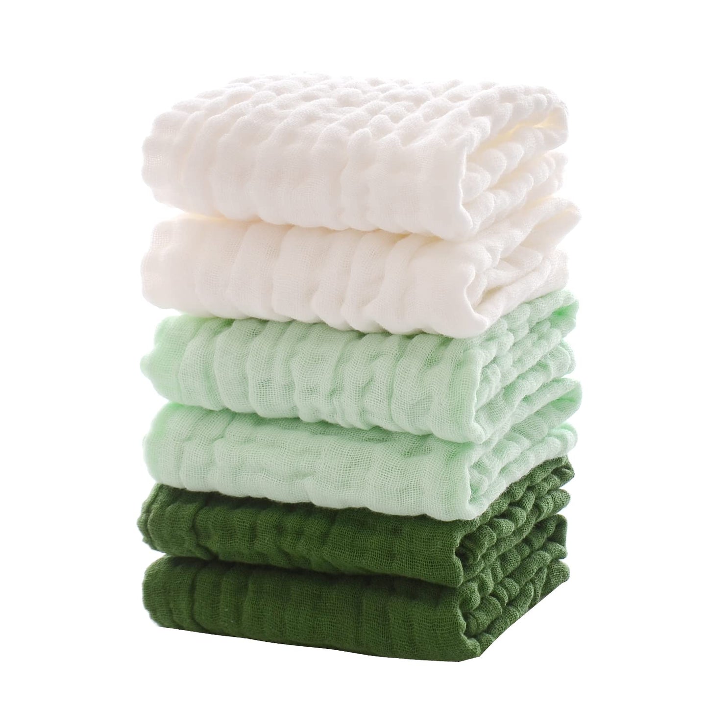 Newborns Washcloths and Burp Cloths, Soft Absorbent Towels, 6 Pack 12x12 Inches