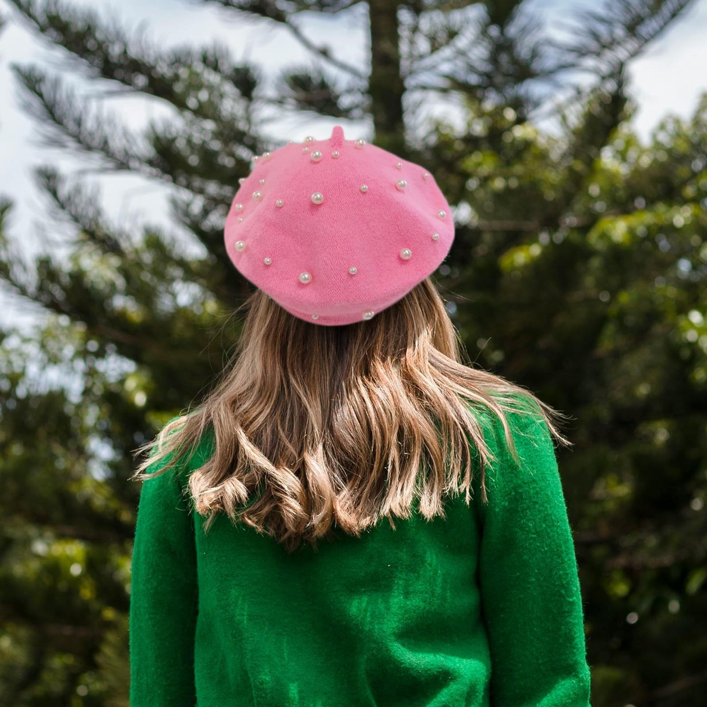 Women Pearl Beret Cap