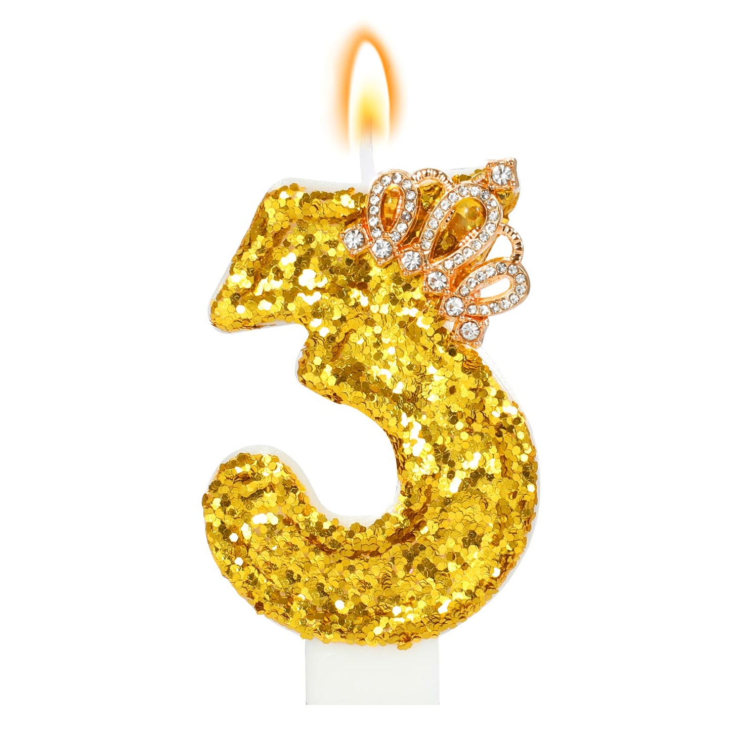 Glitter Birthday Number Candles, Crown Birthday Candles for Cake