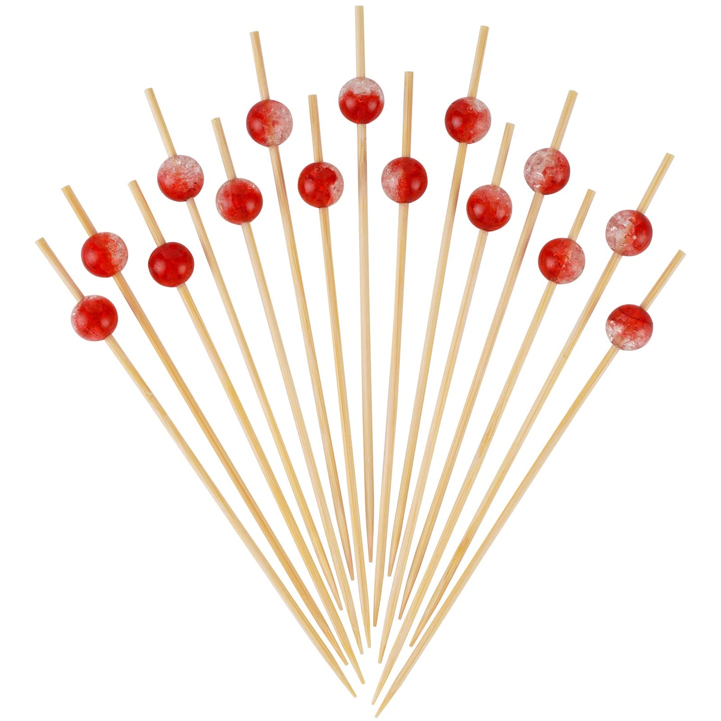 earl Cocktail Picks, 4.7 Inch Long Bamboo Fancy Toothpicks for Appetizers, Decorative Valentines Wedding Bridal Shower Party Food Drinks Fruit Skewer Sticks 100 Counts