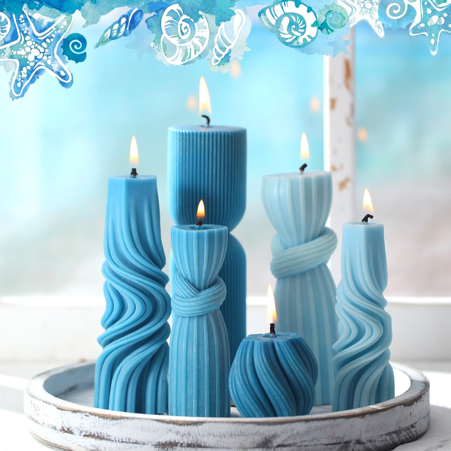 Modern Pillar Candles Ribbed Decorative Candle - Scented Ribbed Decor for Home