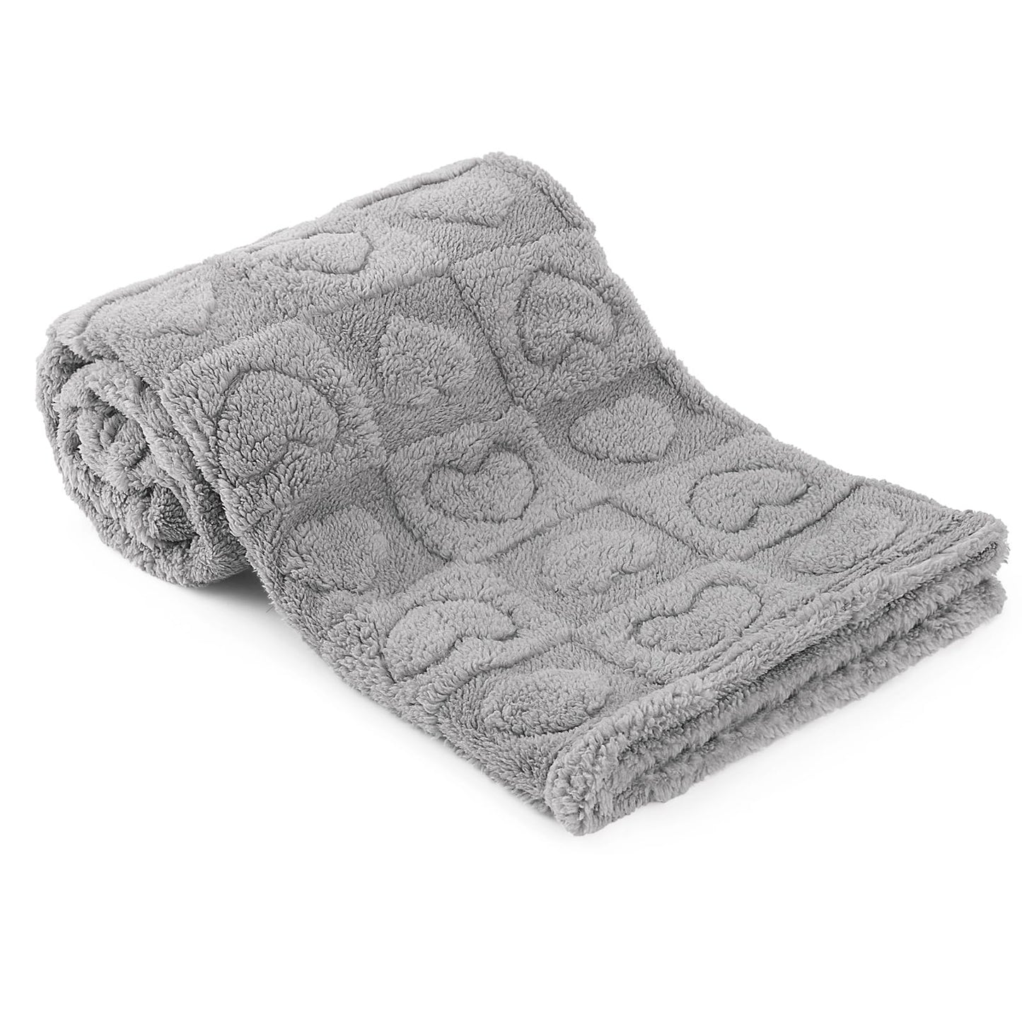 Plush Heart-Patterned Checkered Blanket, 30" x 39"