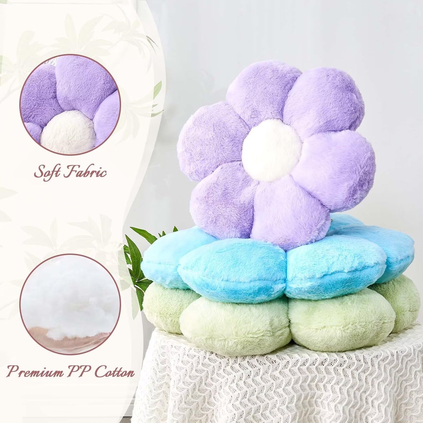 Plush Flower-Shaped Throw Pillow – Soft Faux Rabbit Fur Cushion for Bedroom or Living Room Decor