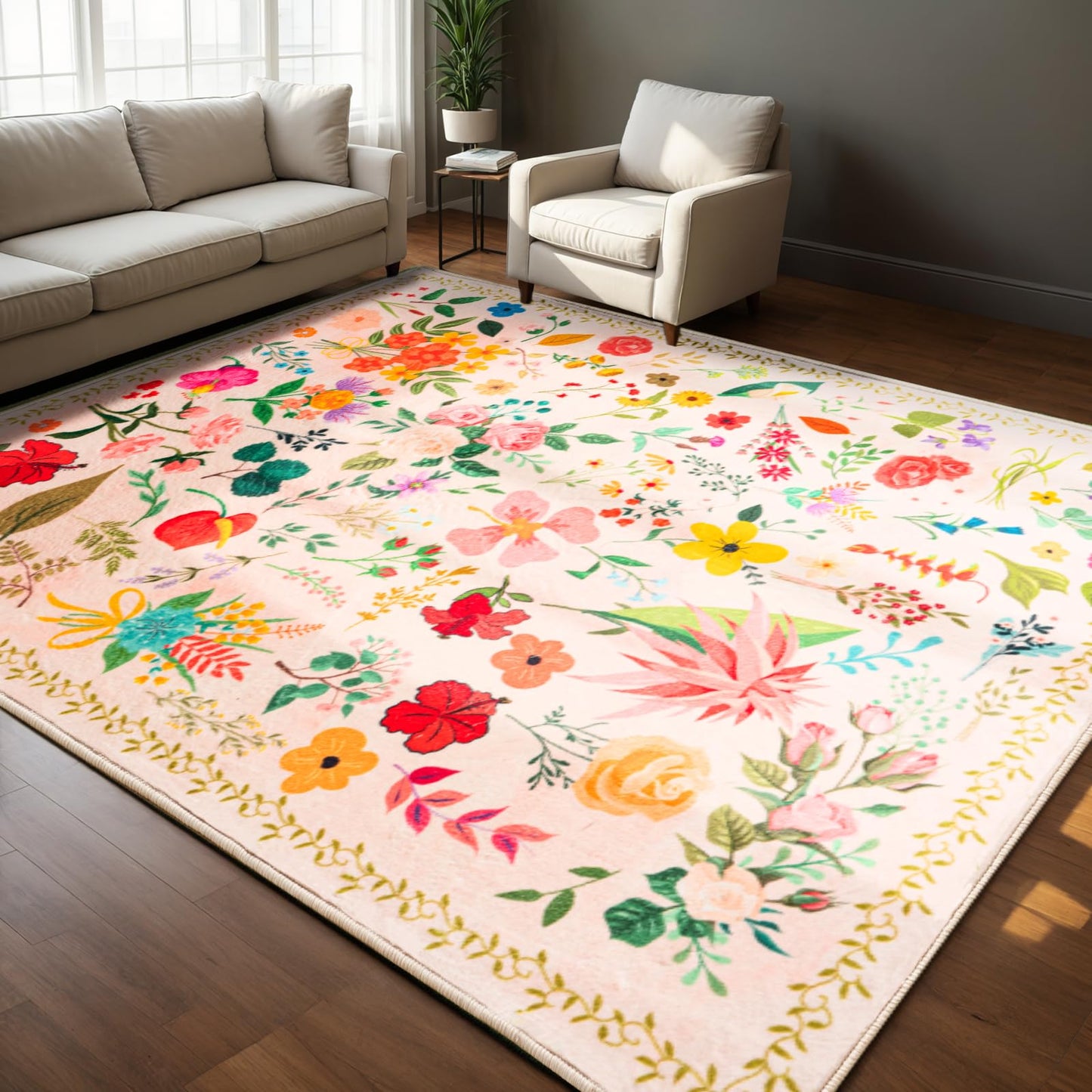 Non Slip Machine Washable Large Living Room Rug