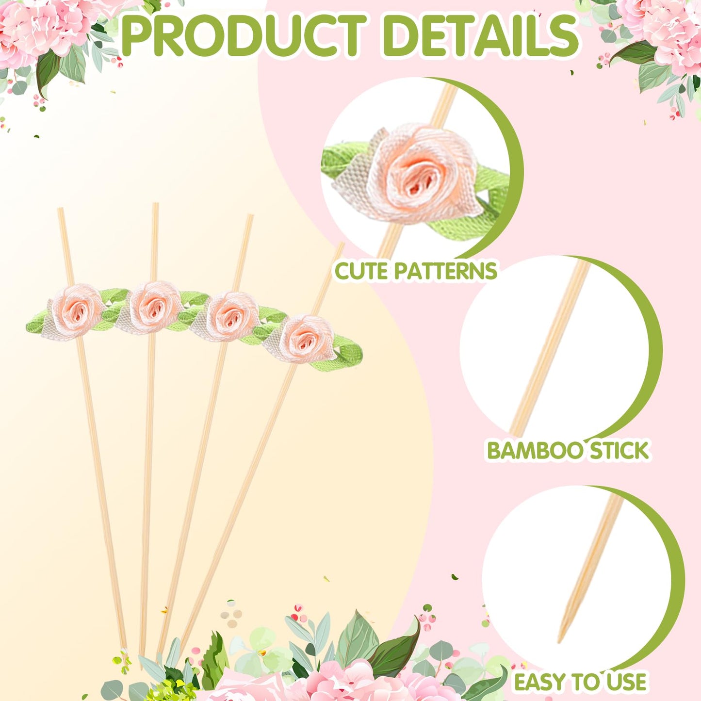 Derby Party Cocktail Picks – Bamboo Skewers for Appetizers, Fruit, Sandwiches, and Party Decorations 200-Piece