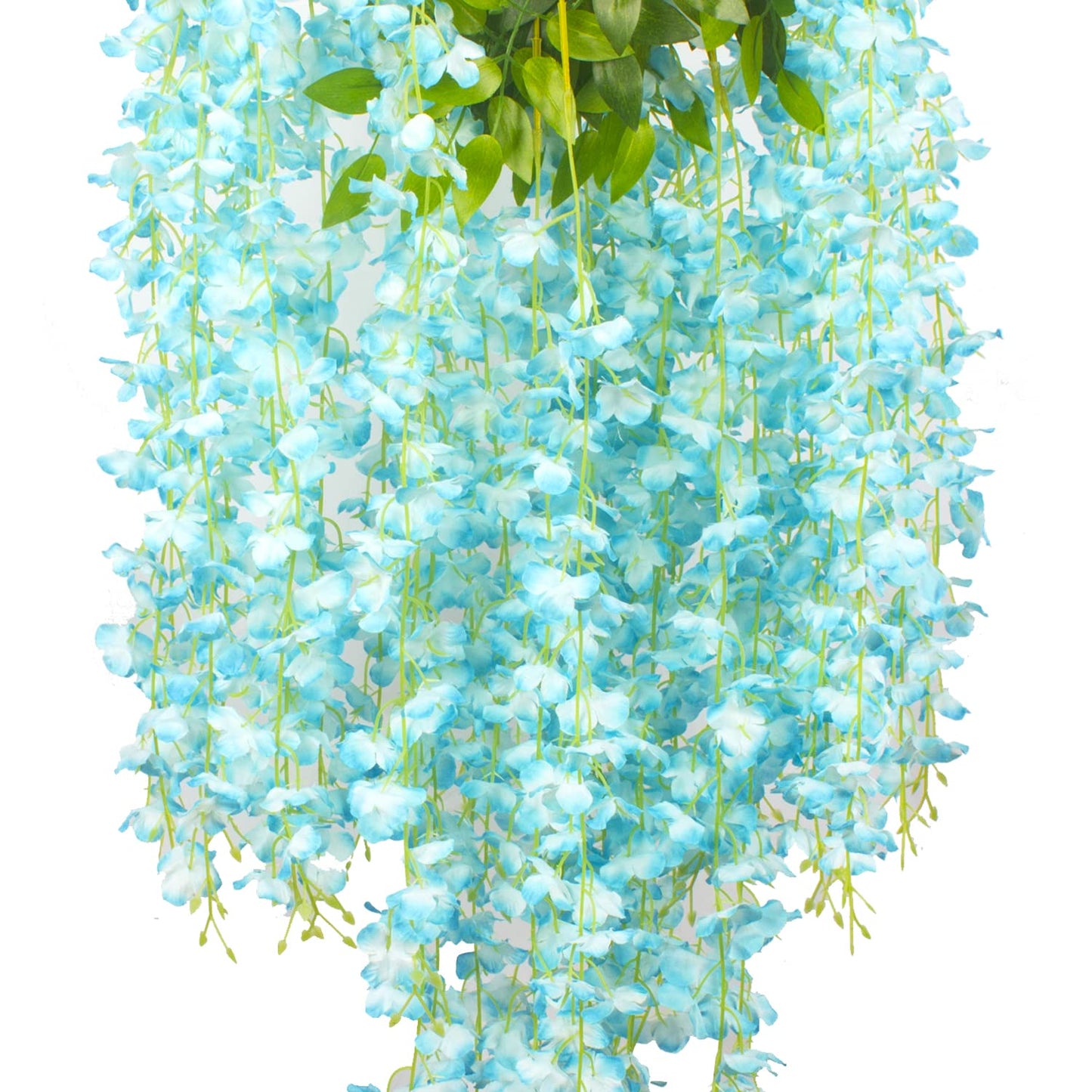 Hanging Artificial Flowers Silk Wisteria Vine Ratta Flower, 12 Pack