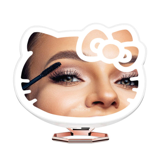 Vanity Hello Kitty 3X Magnifying Pocket Mirror with Stand, Adjustable Brightness Daylight LED Lighted Compact Makeup Mirror