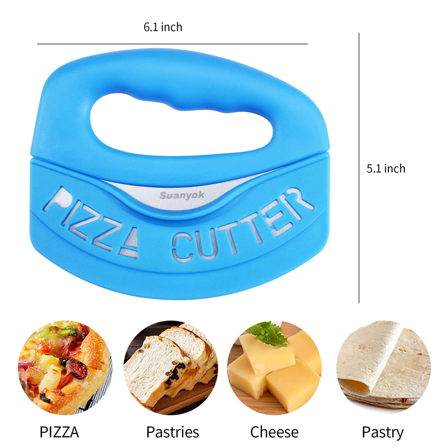 Premium Pizza Cutter Food Chopper-Super Sharp Blade Stainless Steel Pizza Cutter with Protective Sheath Multi Function Pizza Knife