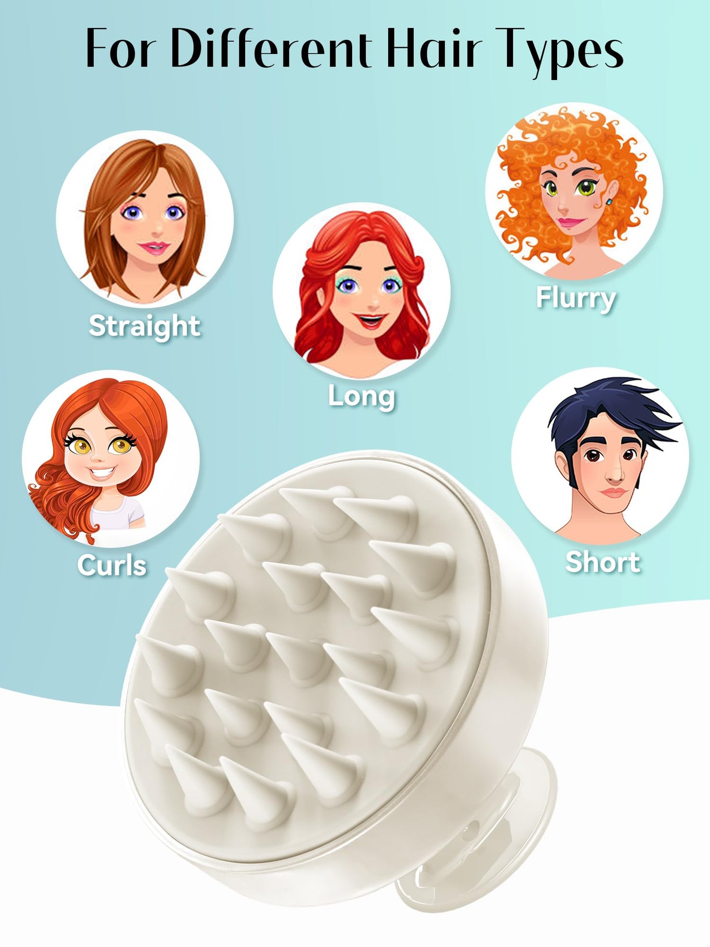 Shampoo Scalp Brush Massager - Scalp Scrubber with Soft Silicone Bristles for Hair Growth & Dandruff Removal