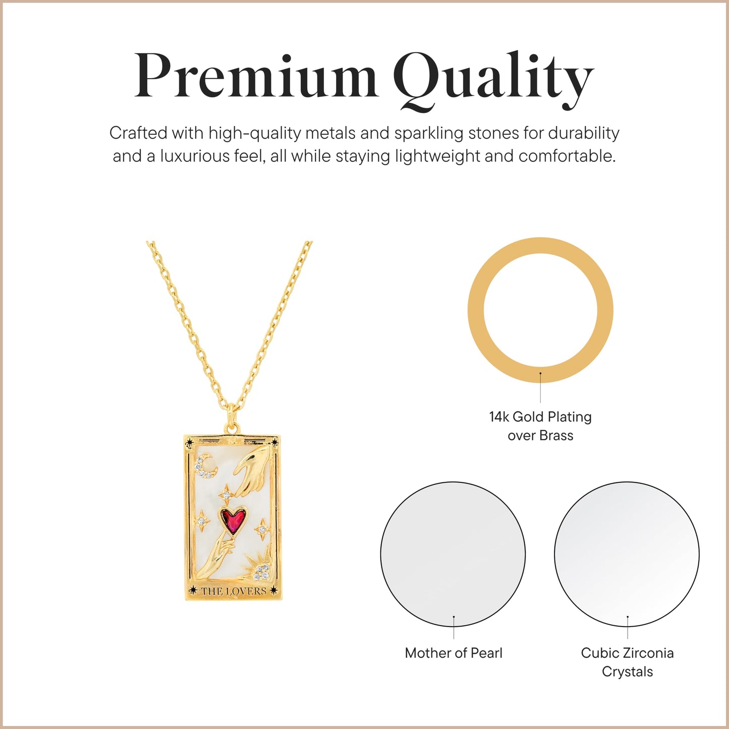 Tarot Card Pendant Necklace - Gold Chain Necklace for Women - 14k Gold Plating