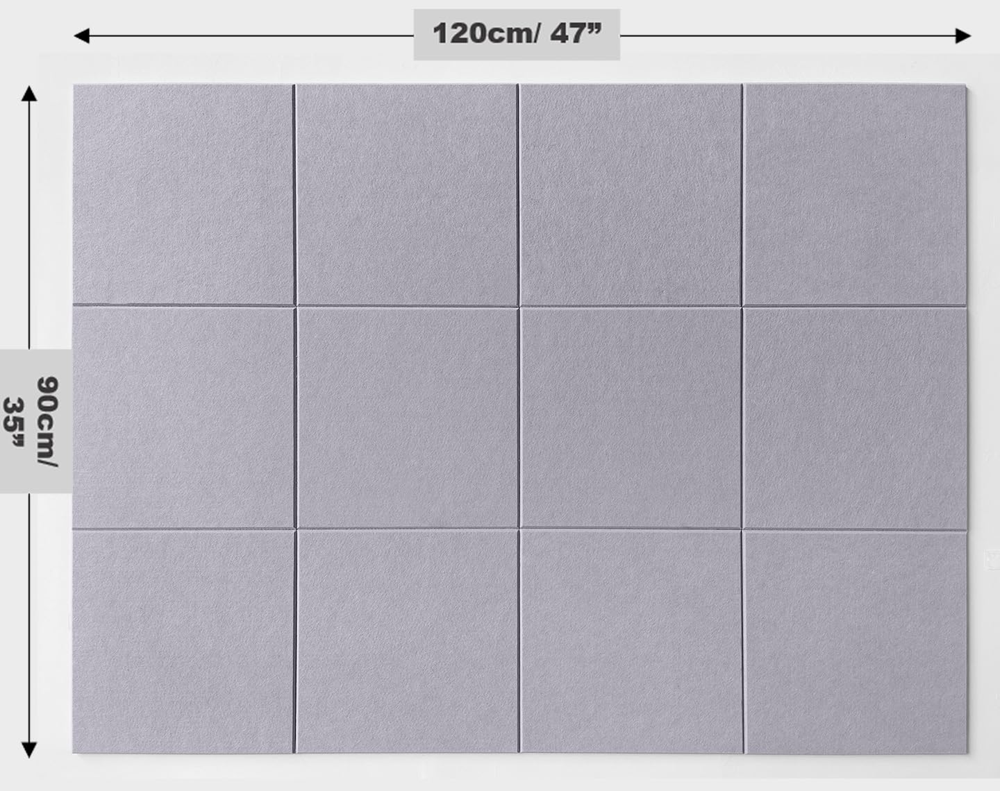 Large Cork Board Alternative - Felt Wall Tiles with Safe Removable Adhesive Tabs, Cork Wall Tiles Cork Board 47"x35" 12 Pack