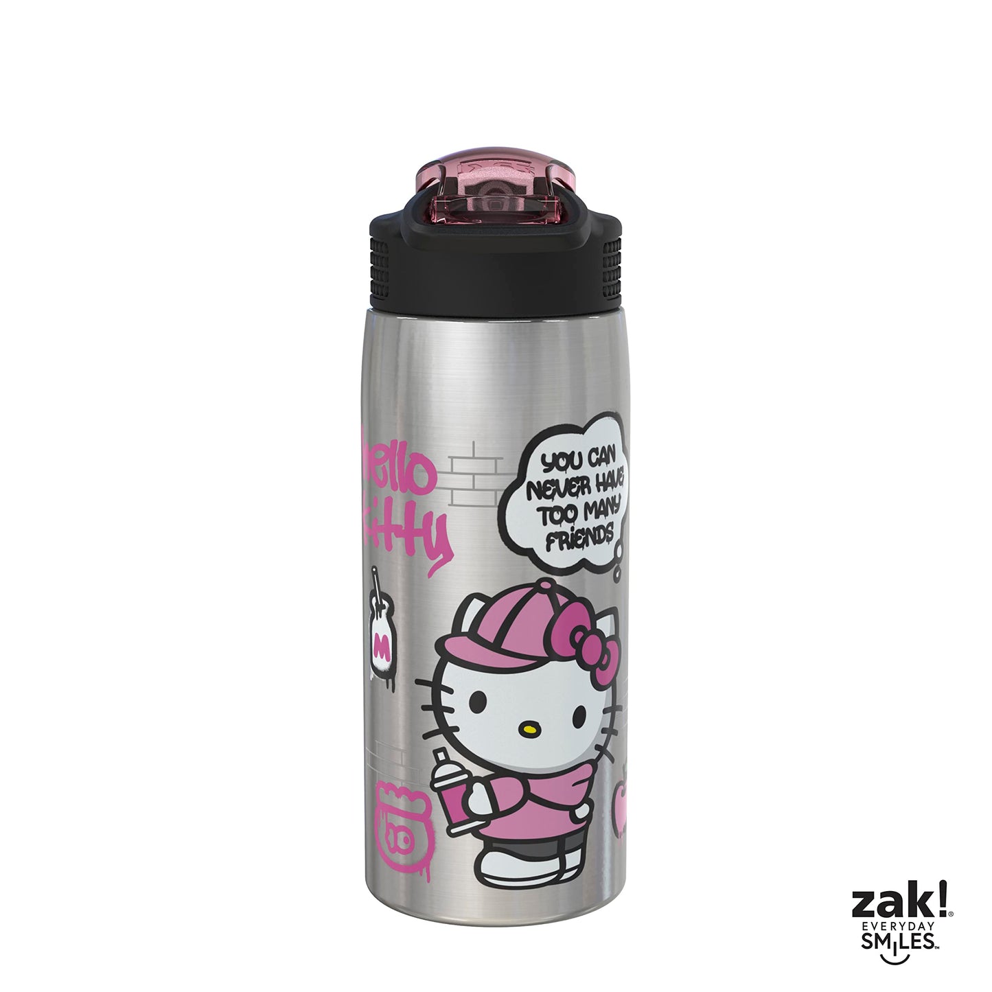 Sanrio Water Bottle, 19 oz Vacuum Insulated Stainless Steel with Locking Spout Cover, Built-In Carrying Loop, Leak-Proof Design