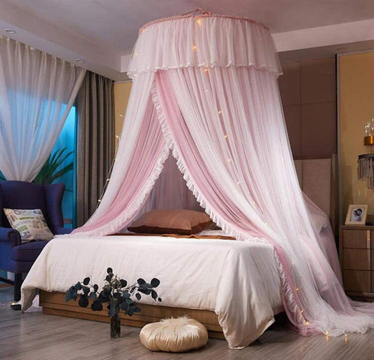 Princess Bed Canopy Bed Canopy Curtain- Double Layer Sheer Mesh Dome Bed Curtain