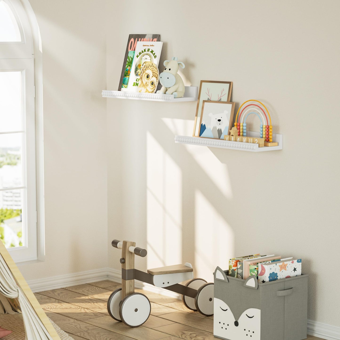 White Floating Shelves Wall Mounted Set of 2