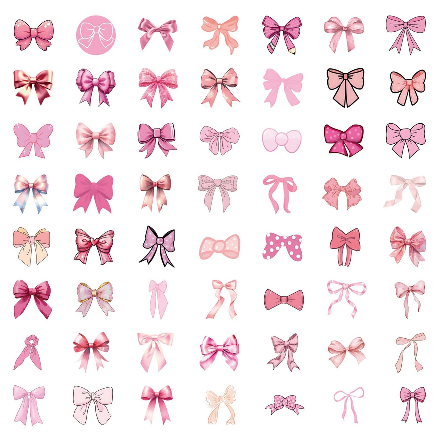 Coquette Bows Stickers - Monogram Decal Vintage Aesthetic Stickers,Vinyl Waterproof 55 PCS