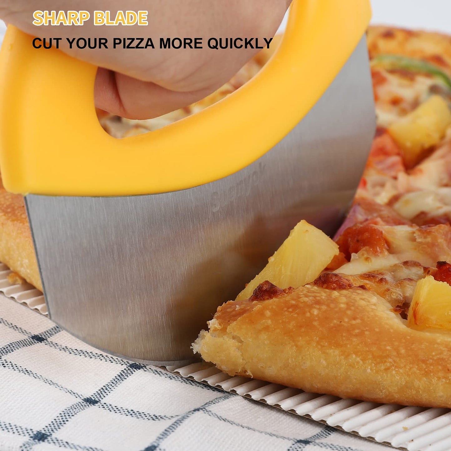 Premium Pizza Cutter Food Chopper-Super Sharp Blade Stainless Steel Pizza Cutter with Protective Sheath Multi Function Pizza Knife