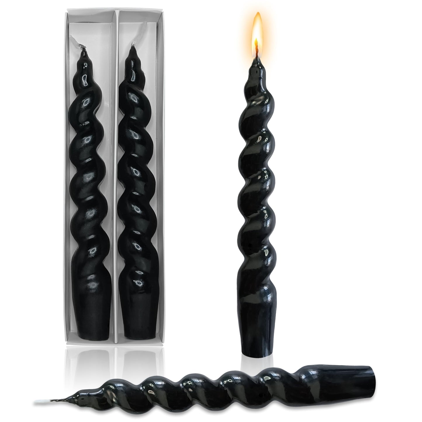 Spiral Taper Candles – Handmade & Unscented (Set of 2) 7.5"