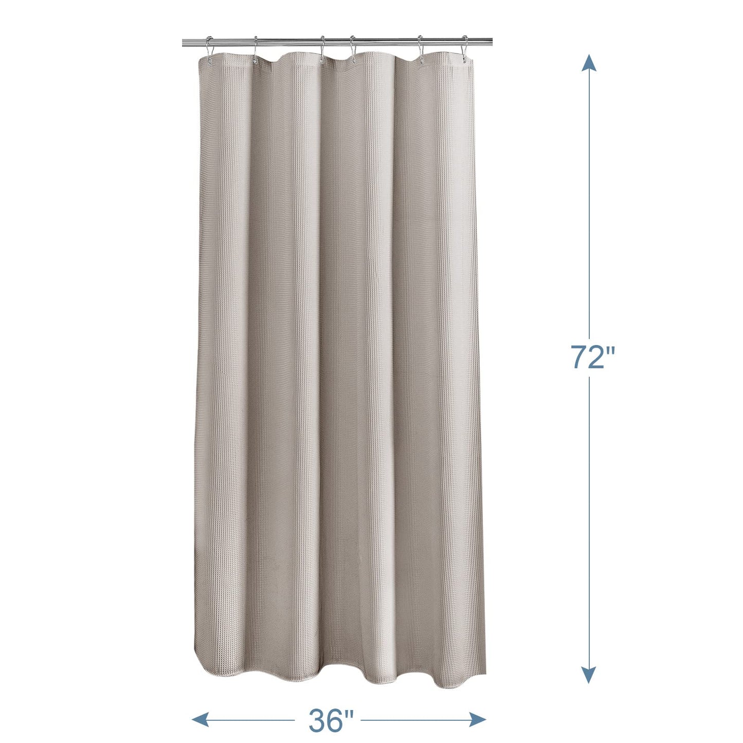 Waffle Shower Curtain - Fabric Shower Curtain Heavy Duty Hotel Quality Bathroom Shower Curtains, 72 x 72 Inches