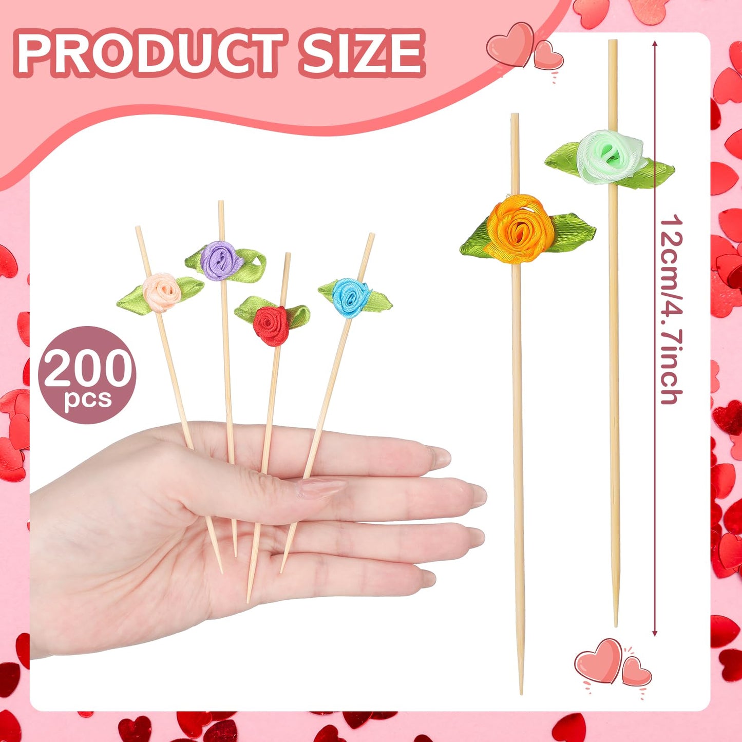 Derby Party Cocktail Picks – Bamboo Skewers for Appetizers, Fruit, Sandwiches, and Party Decorations 200-Piece