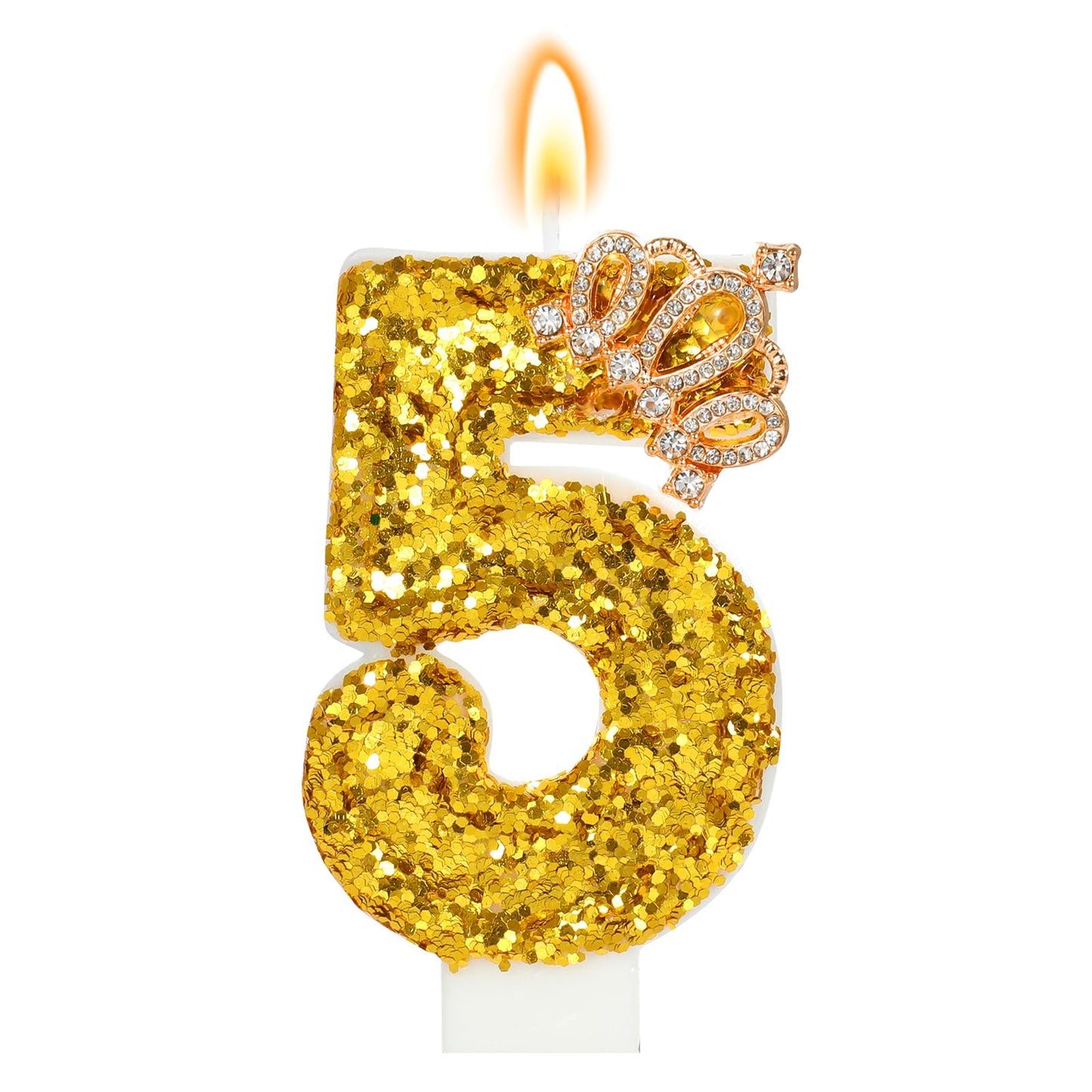 Glitter Birthday Number Candles, Crown Birthday Candles for Cake