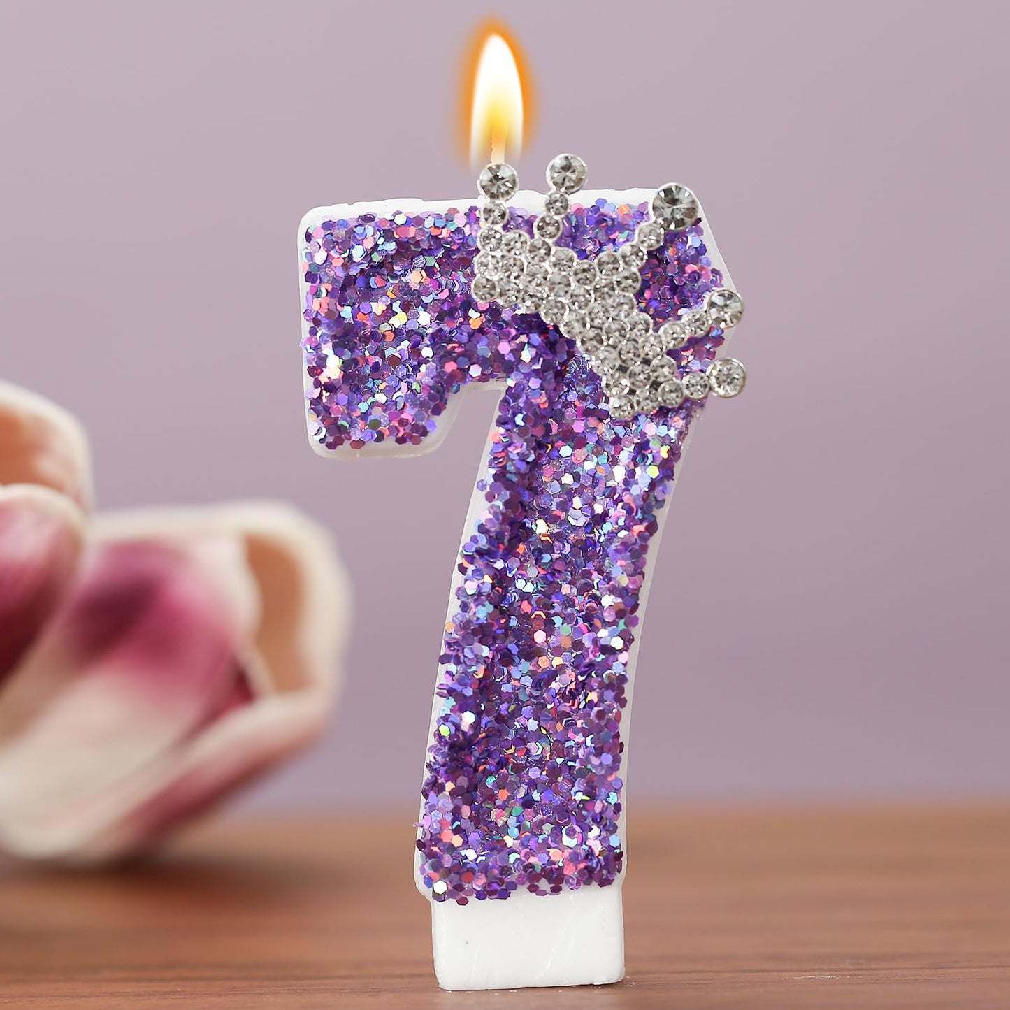 Glitter Birthday Number Candles, Crown Birthday Candles for Cake