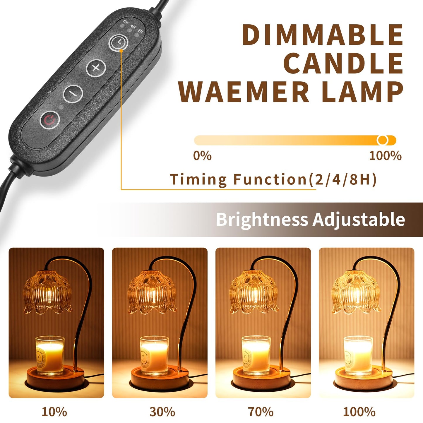 Dimmable Flower Candle Warmer Lamp with Timer & 4Bulbs