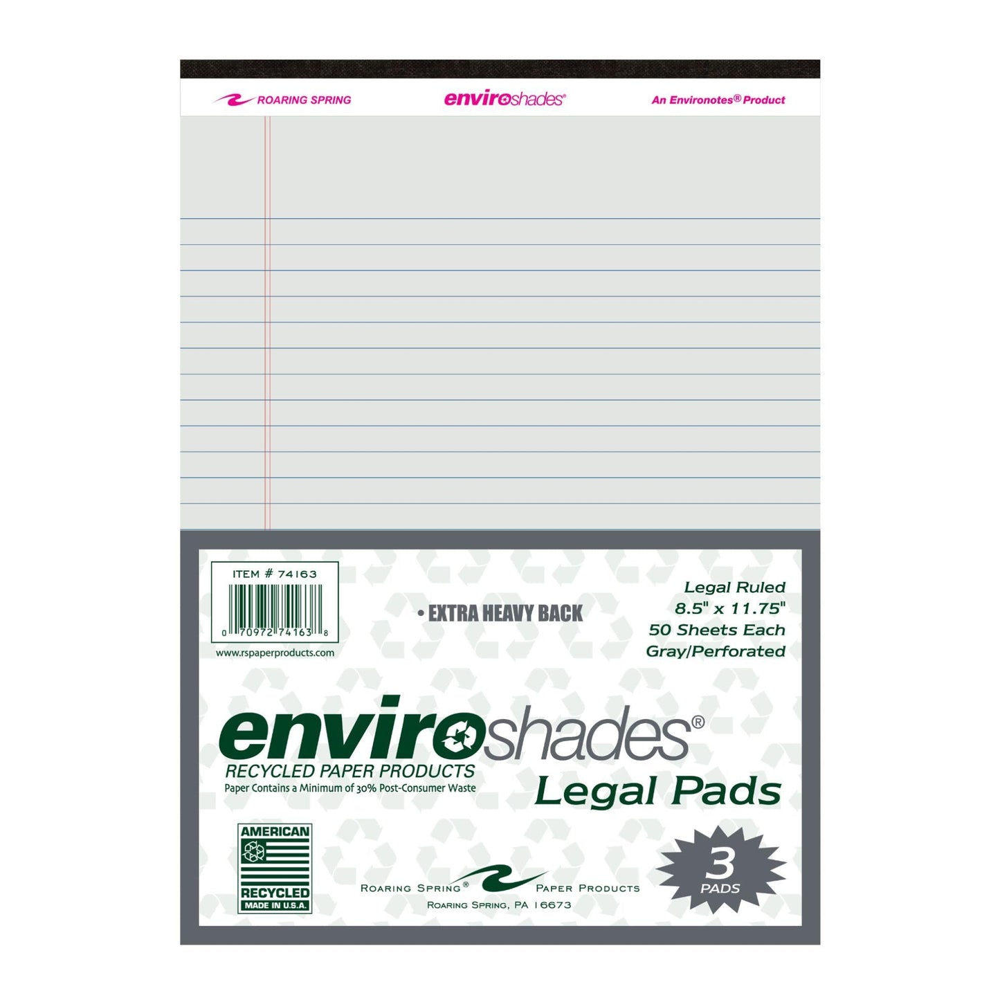 Recycled Legal Pads, 3 Pack, 8.5" x 11.75" 50 Sheets