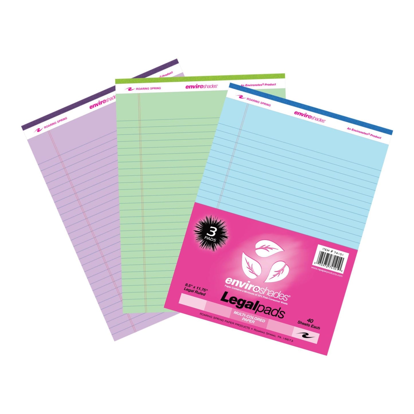 Recycled Legal Pads, 3 Pack, 8.5" x 11.75" 50 Sheets