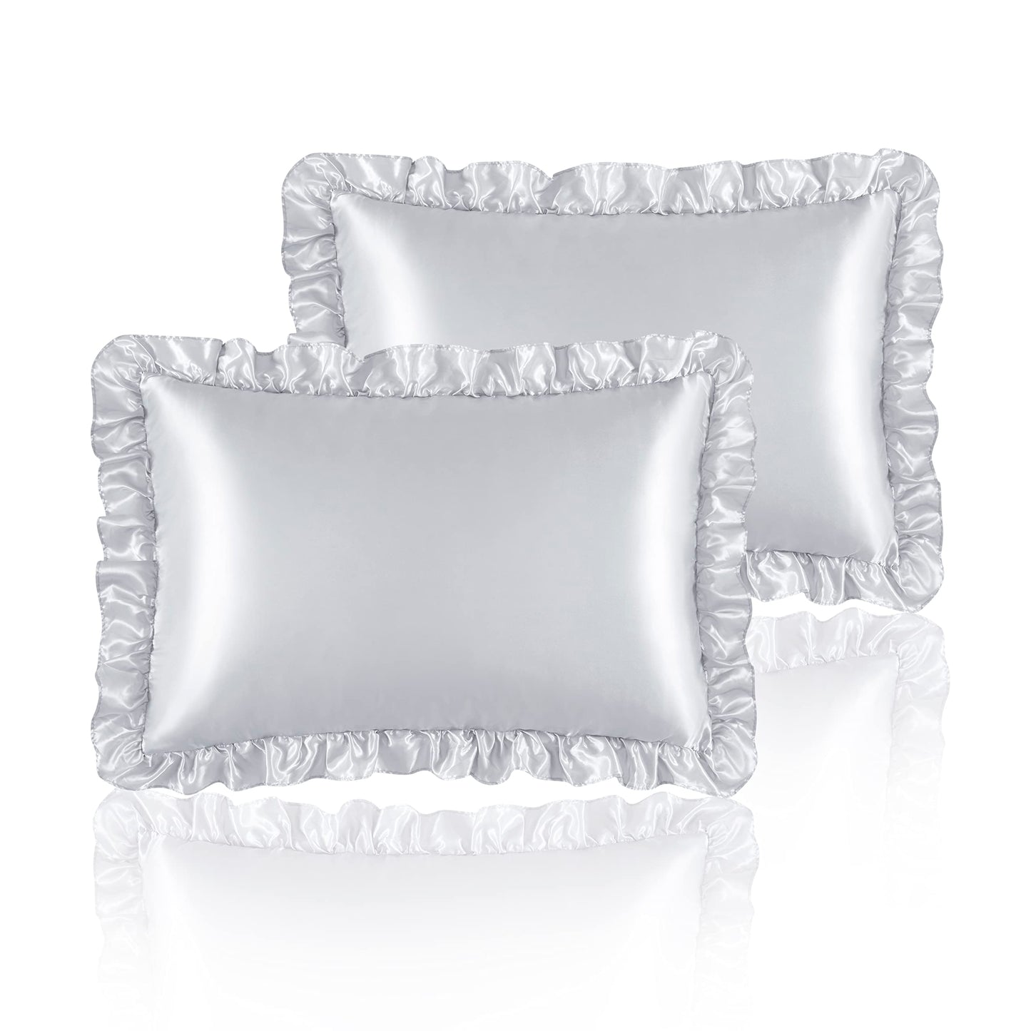 Princess Silky Satin Ruffled Pillow Cases Room Decoration