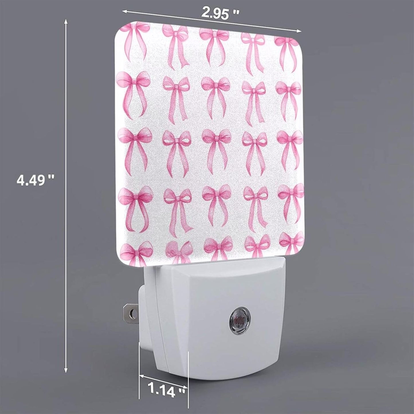 Pink Bows Set of 2 Led Night Lights，Night Lamp Auto Plug-in Wall Led Nightlight Sensor