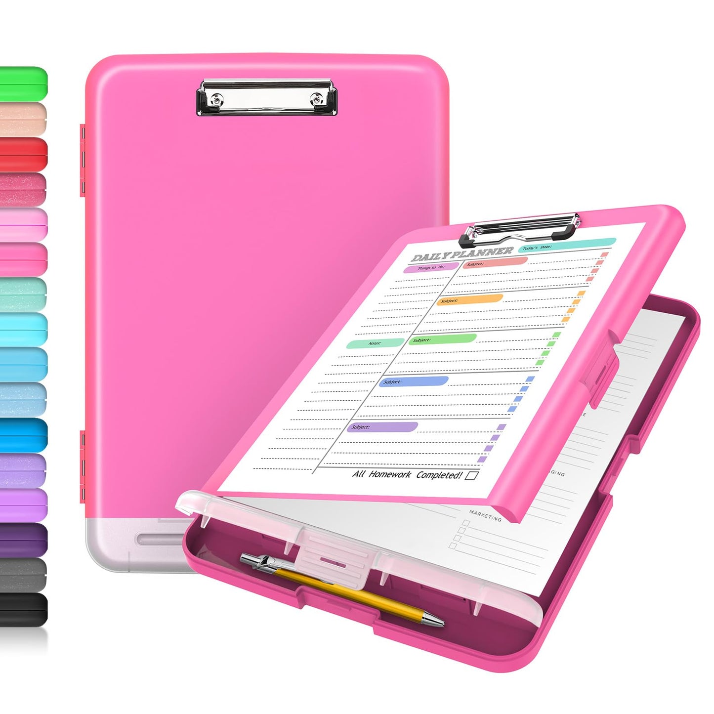 Clipboard with Storage, High Capacity Storage Clipboard with Pen Holder, Cute Clip Boards 8.5x11