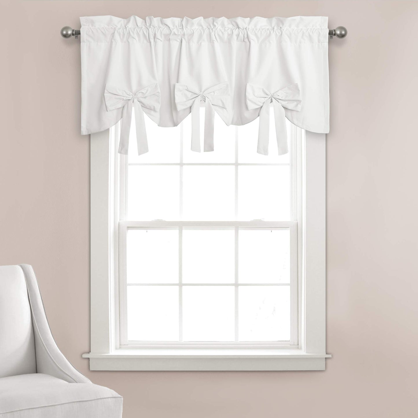 Lush Decor Melody Bow Window Curtain Valance, 18" x 52" + 2"