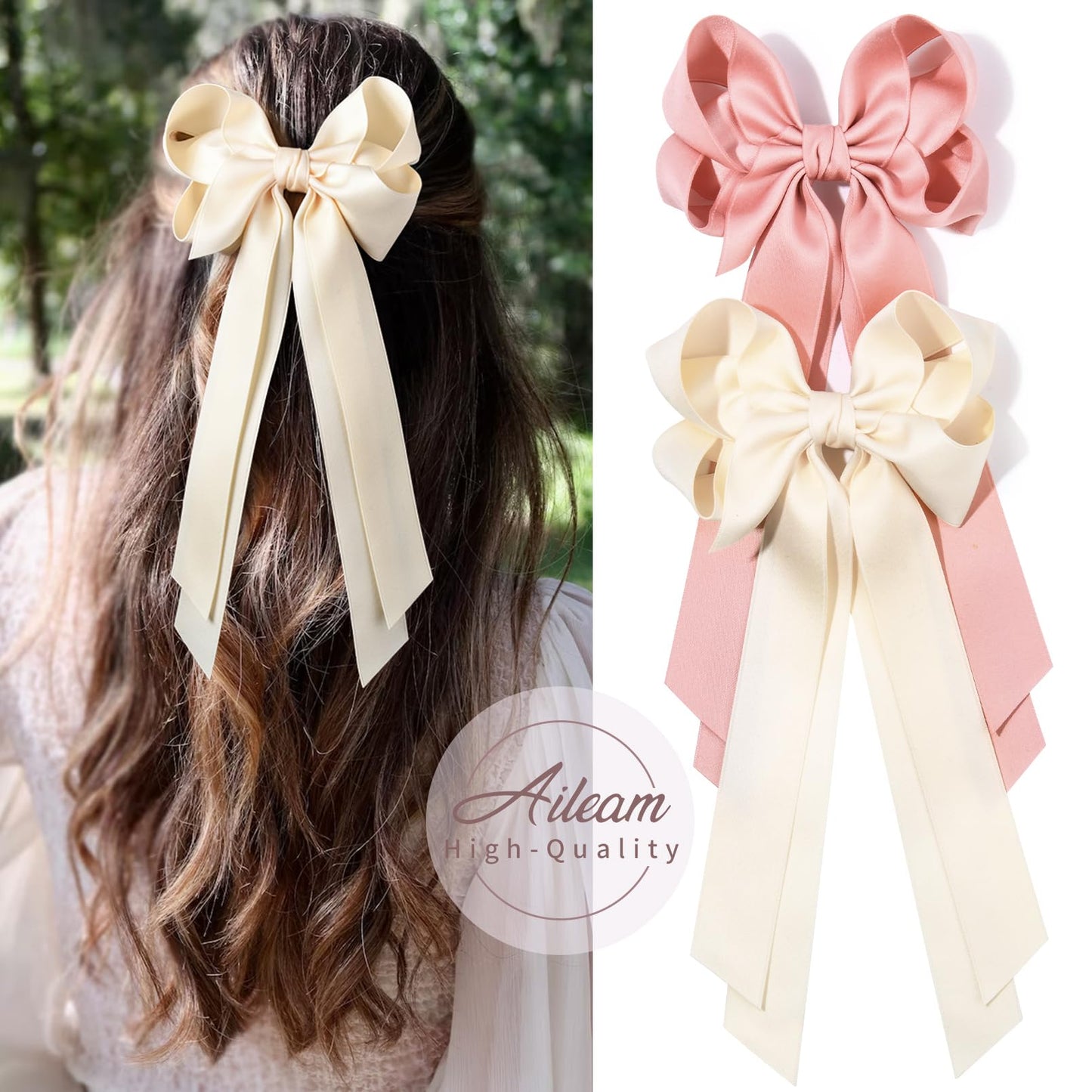 Silky Satin 2PCS Hair Bows Hair Clip - Holder Accessories Slides Metal Clips Hair Bow