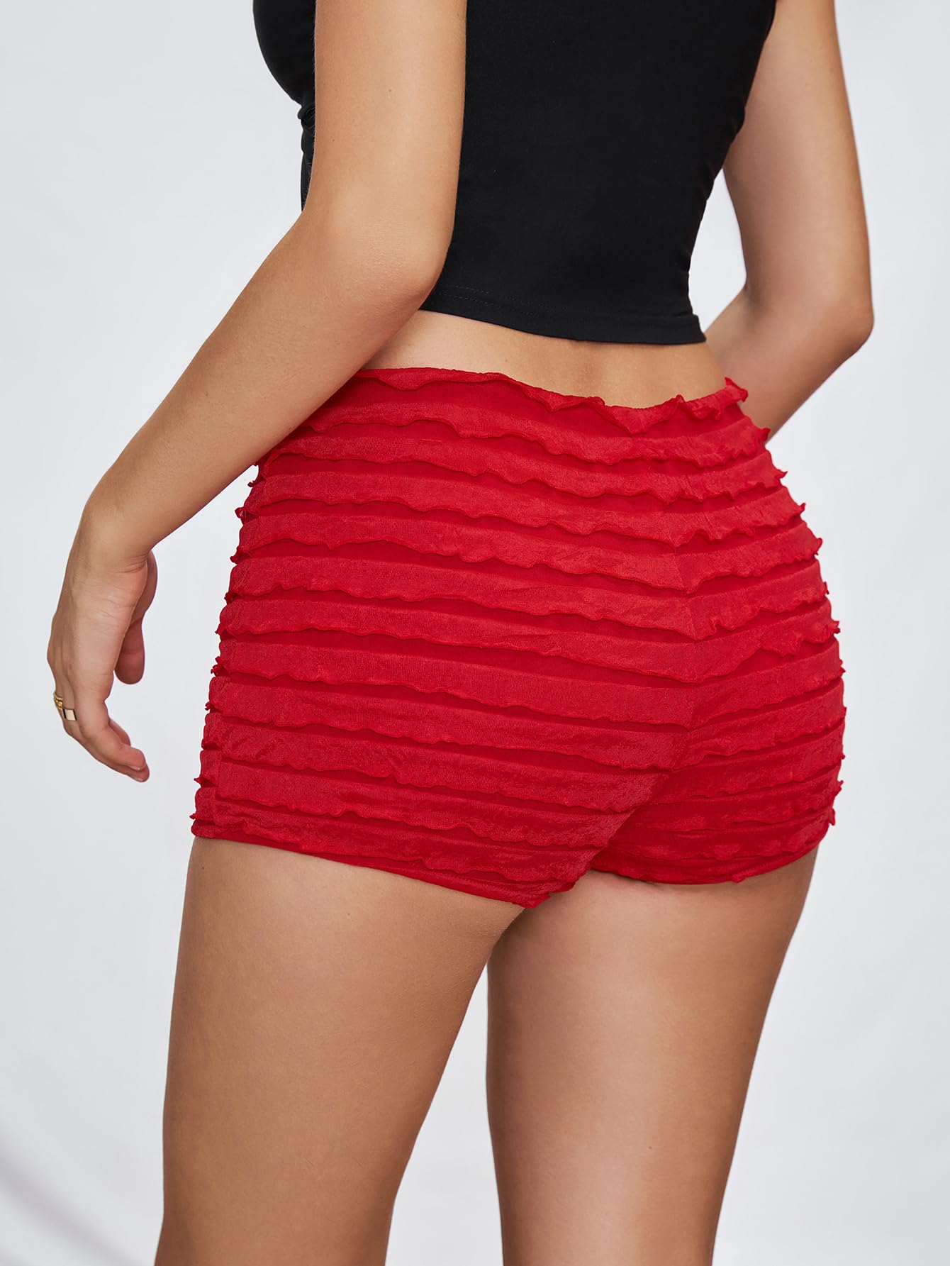 Women's Ruffle Shorts Cute Bloomers Low Rise Sexy Y2k Booty Shorts Mini Shorts