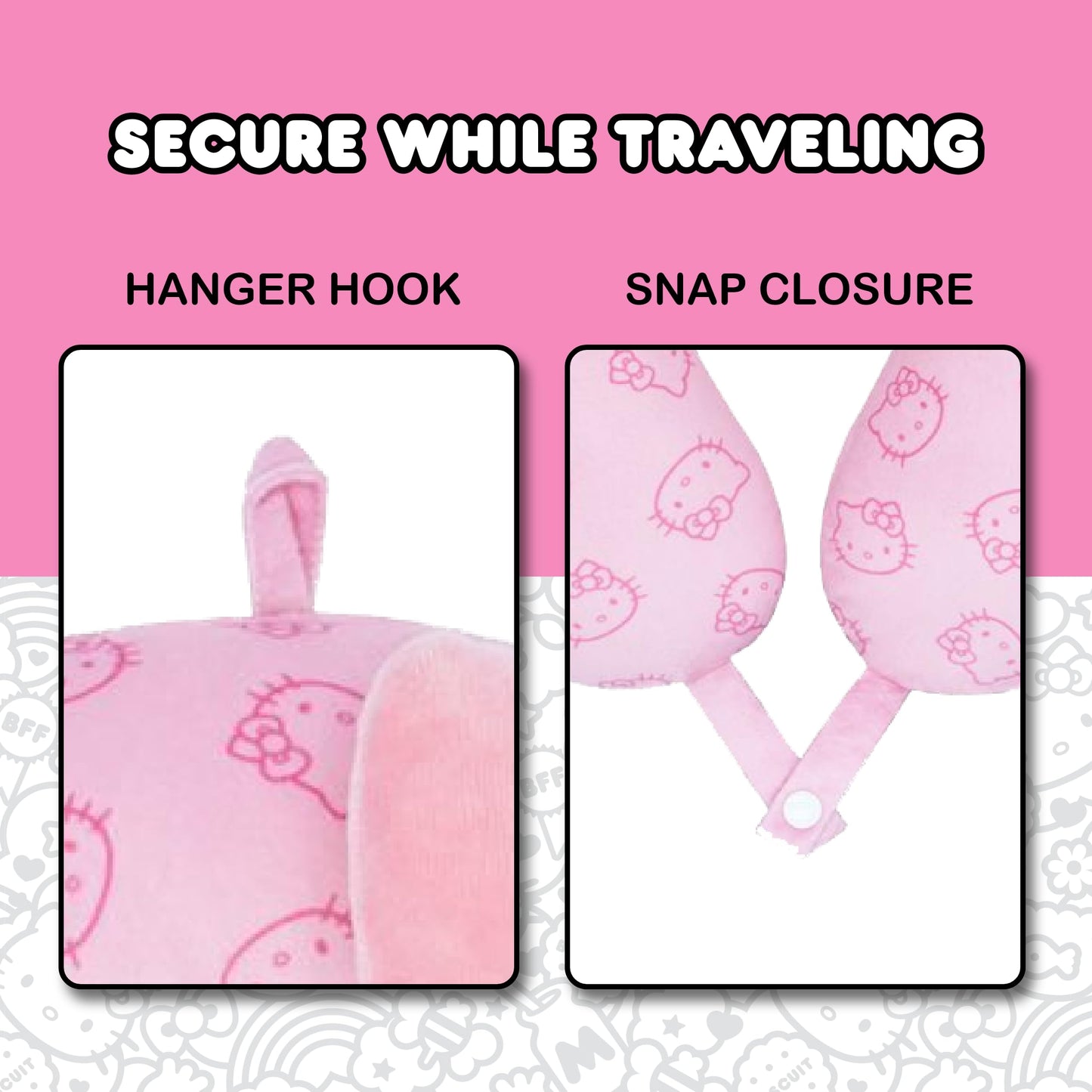 Hello Kitty Neck Pillow Support, Portable Travel Car Pillow for Sleep