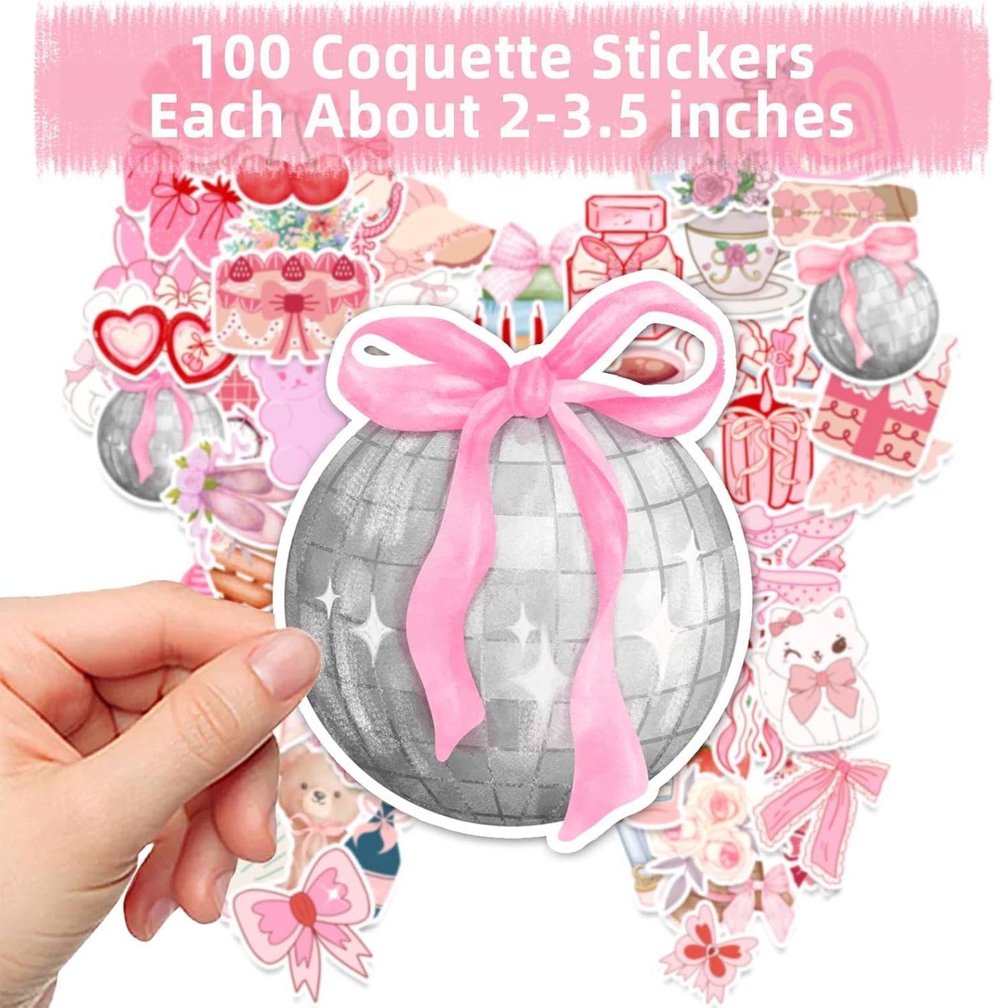 Coquette Stickers, 100 Styles Pink Asthetic Coquette Stickers