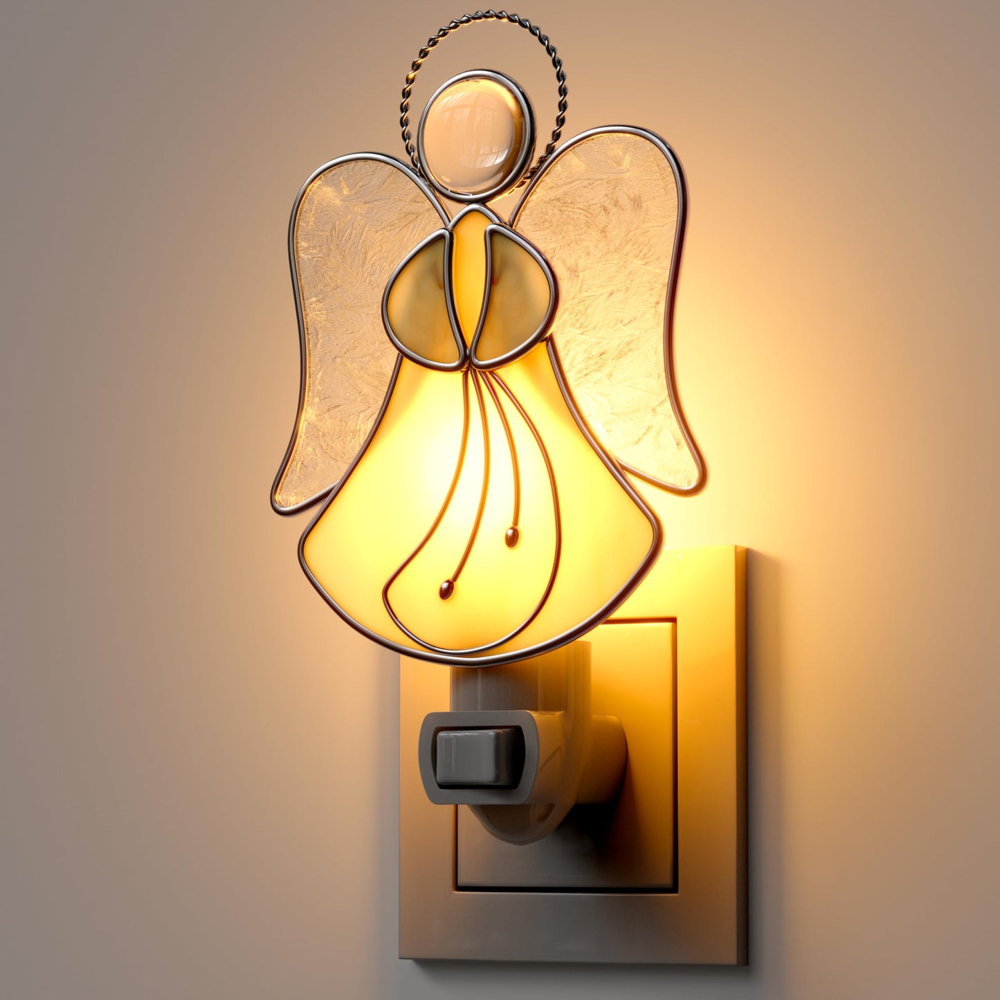 Stained Glass Pink Angel Plug in Night Light