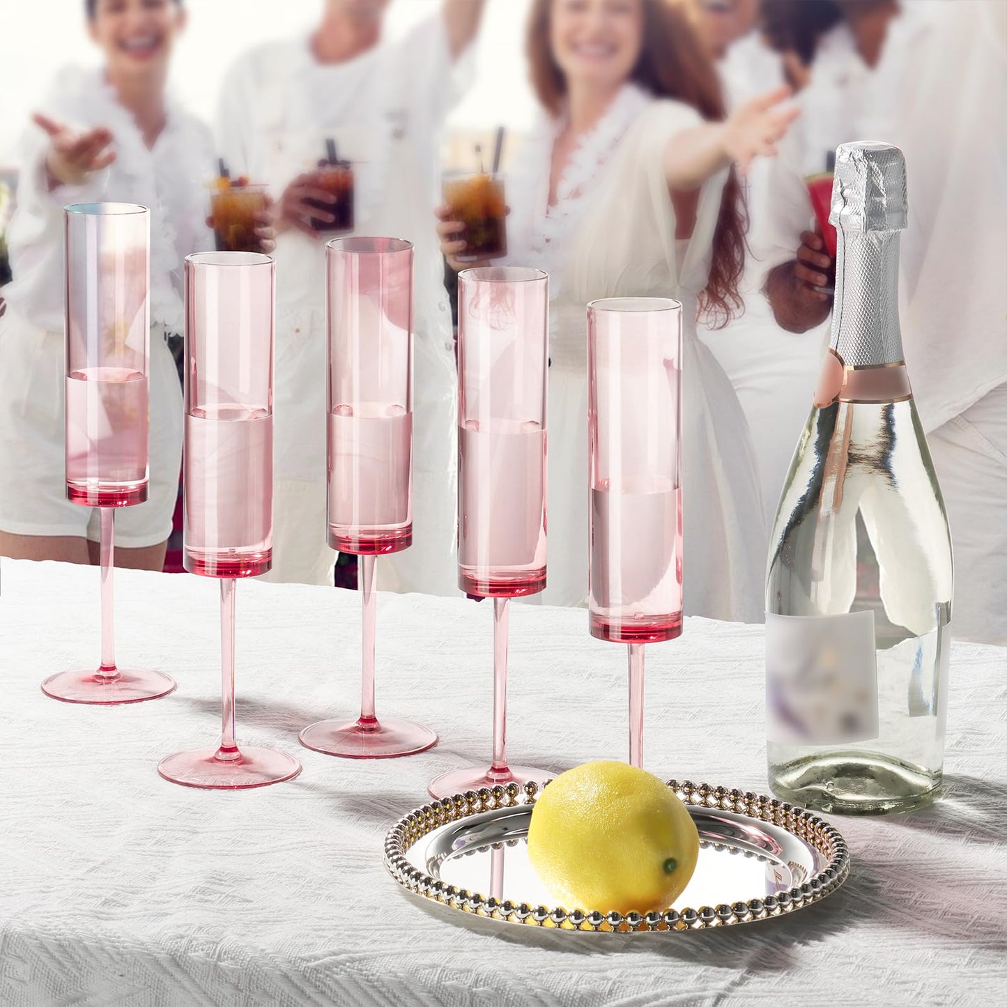 Reusable Acrylic Toasting Glasses - Stemmed Coupes Square