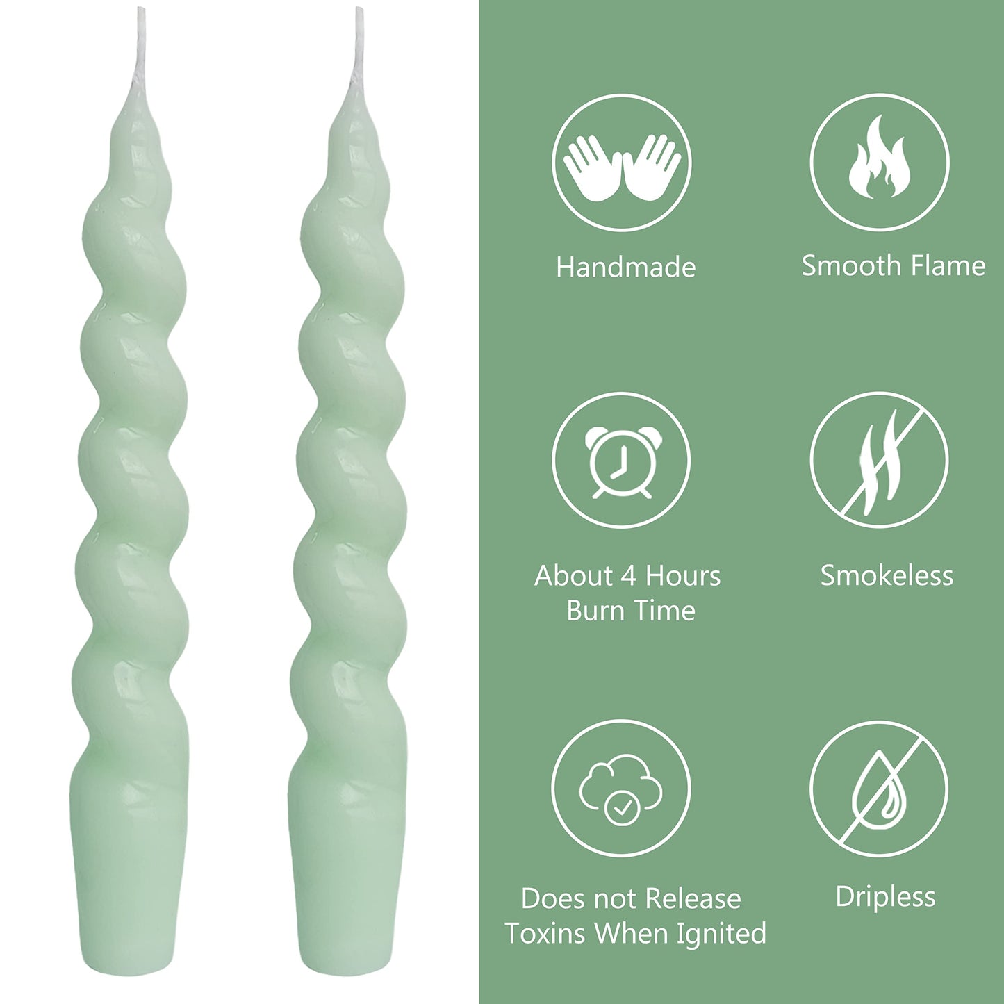 Spiral Taper Candles – Handmade & Unscented (Set of 2) 7.5"