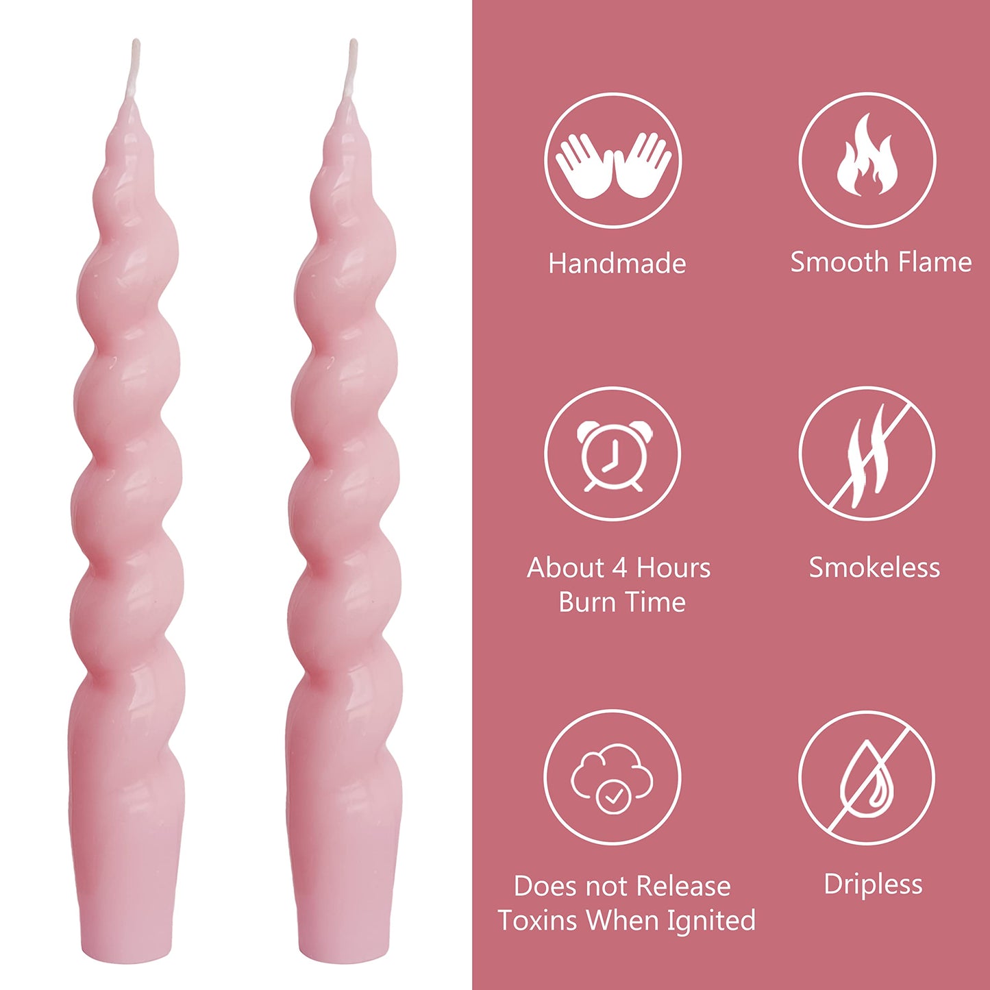 Spiral Taper Candles – Handmade & Unscented (Set of 2) 7.5"