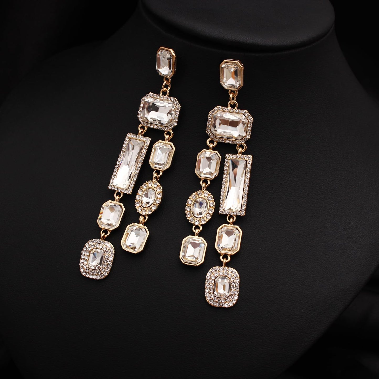 Vintage Rectangle Teardrop Chandelier Earrings