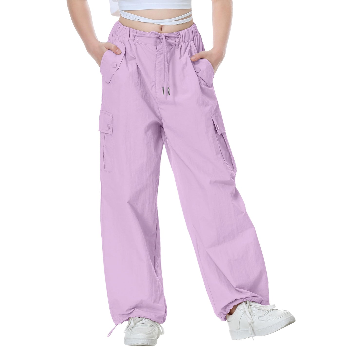 Girls Y2K Parachute Pants for Cargo Trousers with Pockets Harajuku Jogger Pants