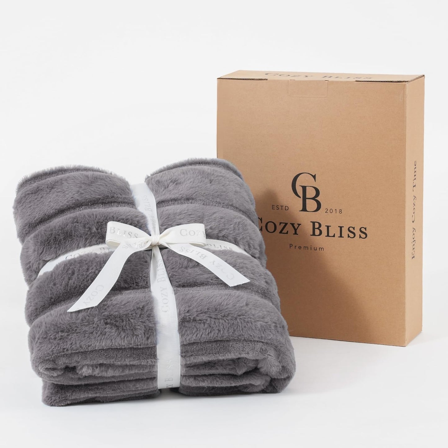 Cozy Bliss Faux Fur Throw Blanket Cozy Warm Plush Striped