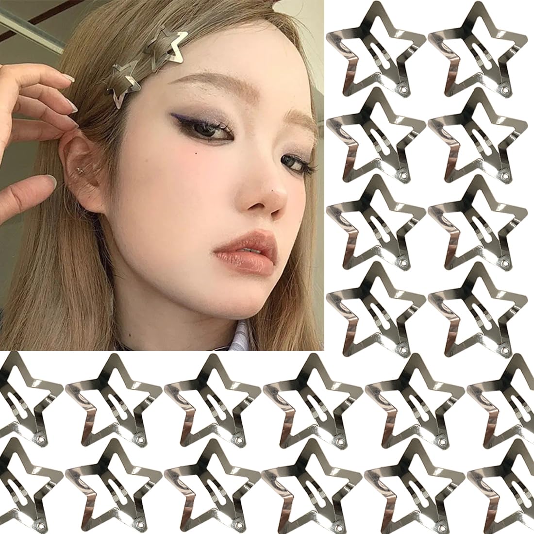 Y2K Style Star Hair Accessories - Non-Slip Metal Snap Clips