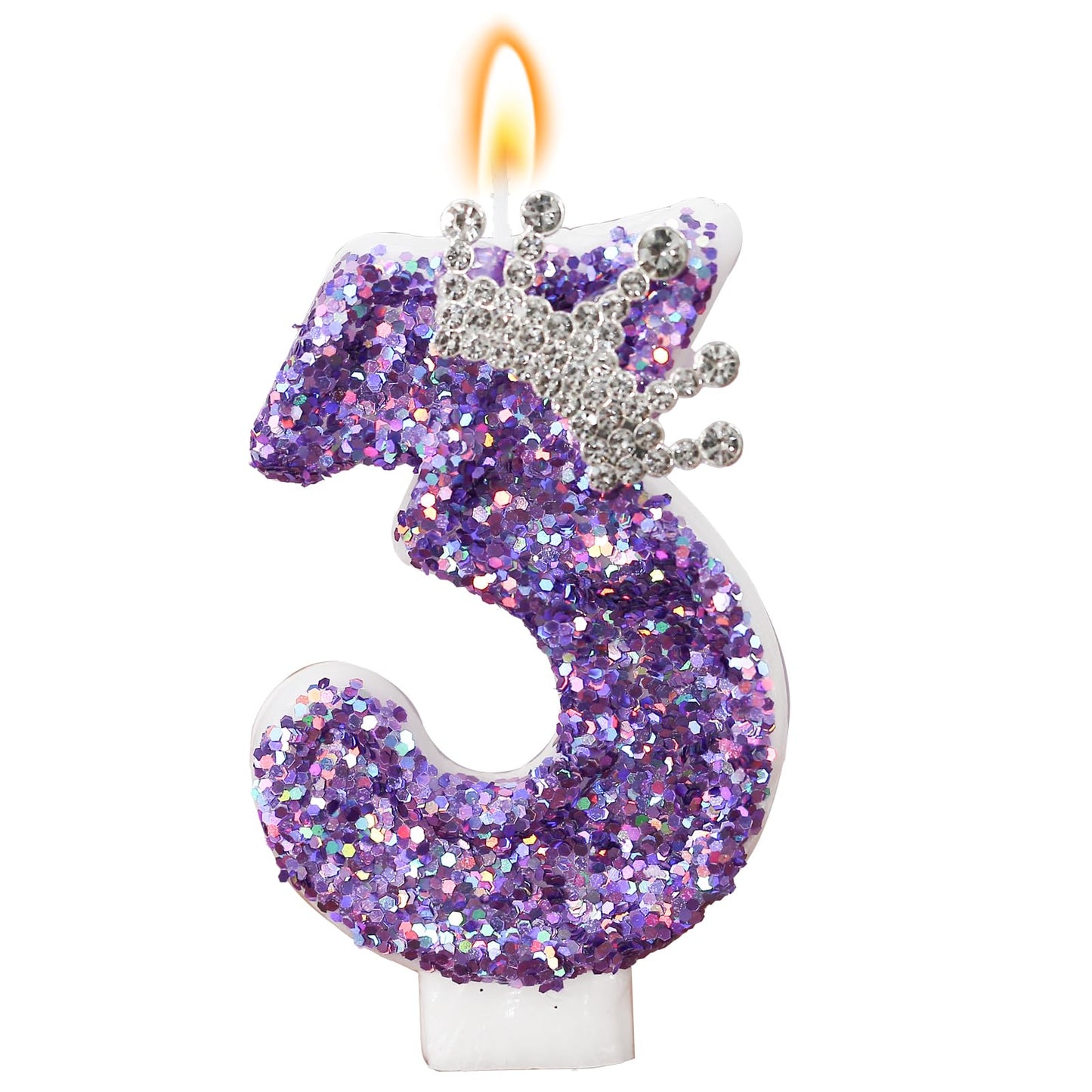 Glitter Birthday Number Candles, Crown Birthday Candles for Cake