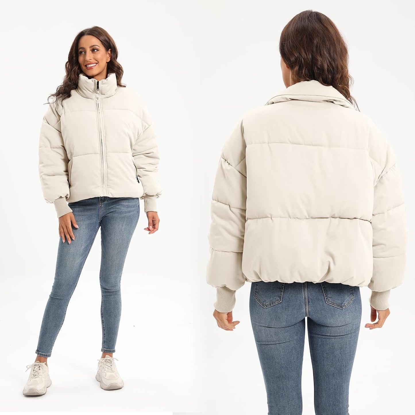 Women’s Winter Baggy Zip Puffer jackets Short Down Jacket Coat