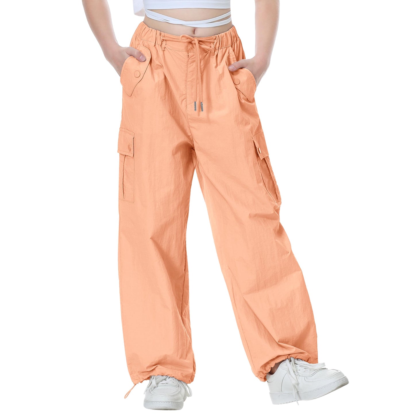 Girls Y2K Parachute Pants for Cargo Trousers with Pockets Harajuku Jogger Pants