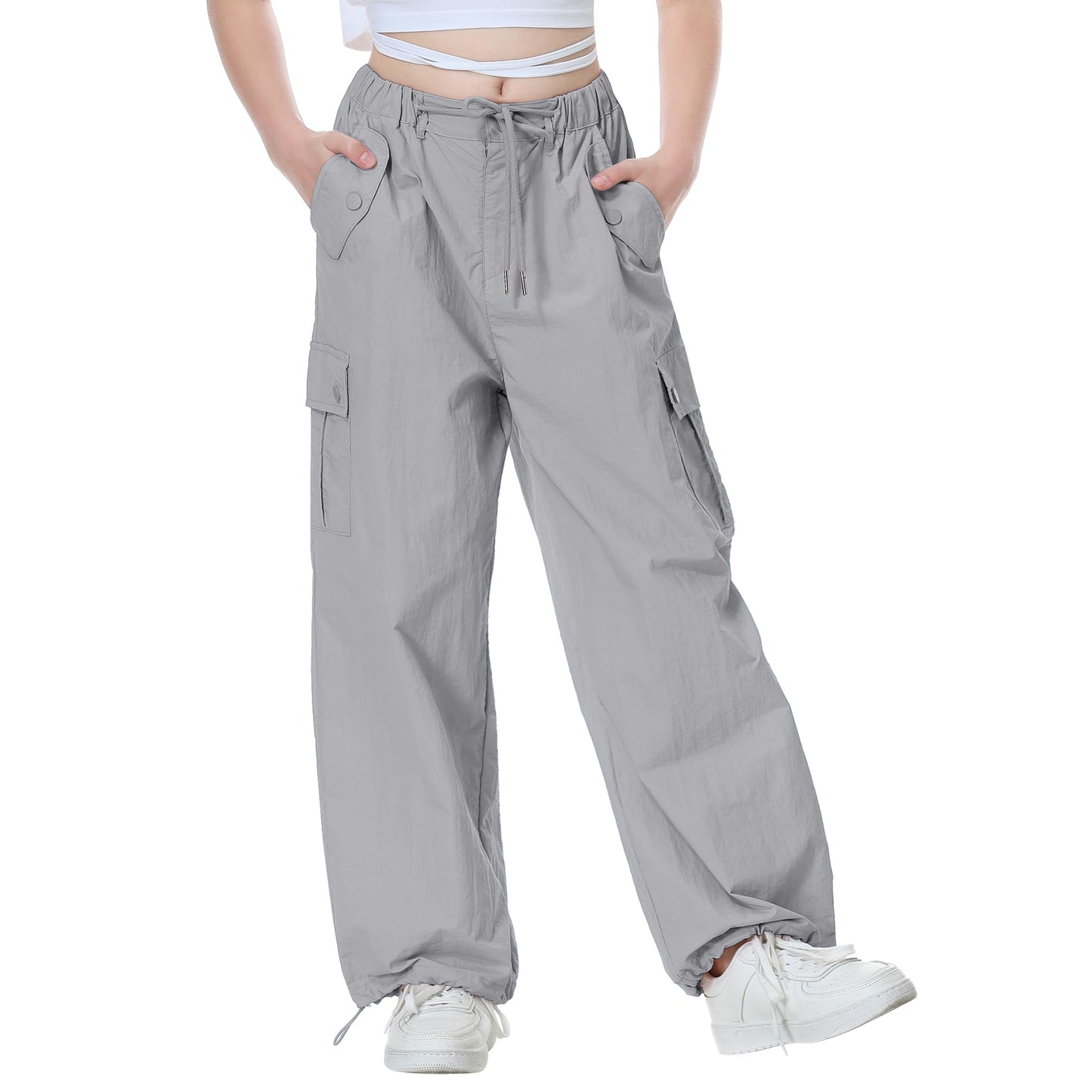 Girls Y2K Parachute Pants for Cargo Trousers with Pockets Harajuku Jogger Pants